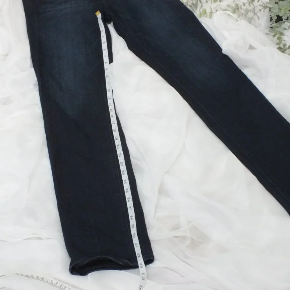 Paige Denim Skyline Straight Distressed Dark Wash Designer Jeans Women’s Size 30 - Picture 9 of 12